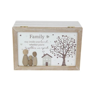 Bolsa de té de madera French Country Family Heart caja de té - Imagen 1 de 3