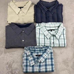 Synrgy Men Button Down Shirt 3XLT Lot Short Sleeve Plaid Pinstripe Weave - Picture 1 of 6