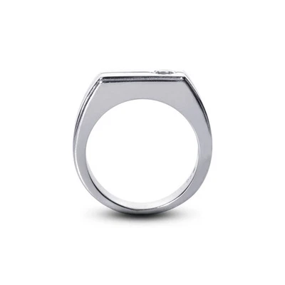 Anillo clásico para hombre de oro de 18 k con diamantes certificados naturales corte redondo H Si1 de 3/4 quilates Foto 1 de 3