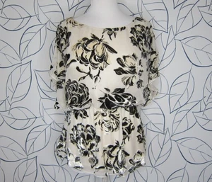 Alice + Olivia Smocked Velvet Floral and Silk Peplum Blouse Women's Size L - Picture 1 of 9