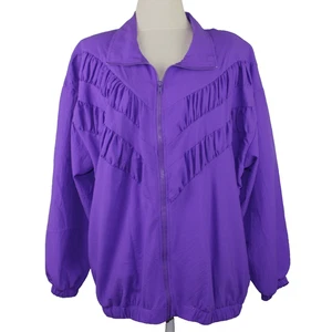 Vintage Teddi Jacke lila Gr. L Taschen Full Zip leichter Windbreaker 80er - Bild 1 von 9