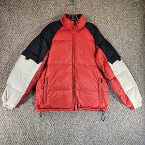 Old Navy Puffer Down Jacket Mens Medium Full Zip Cinch Waist Pockets - Picture 1 of 9