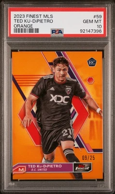 2023 TOPPS FINEST MLS ORANGE REFRACTOR #59 TED KU-DIPIETRO 9/25 PSA 10 - Image 1 of 2