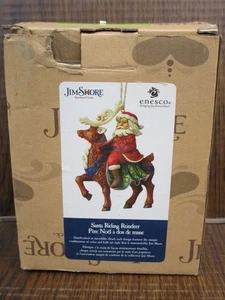 JIM SHORE 6004305 Handmade Hanging Ornament Santa Riding Reindeer NEW - Picture 1 of 3