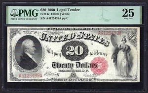 🇺🇸 1880 $20 FR-147 ♚♚ELLIOTT&WHITE♚♚ PMG VERY FINE 25  STRONG COLOR - Picture 1 of 2