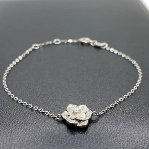 Diamant Armband 950 Platin 0,169ct natürliche Diamanten UK punziert Rose Charm - Bild 1 von 12