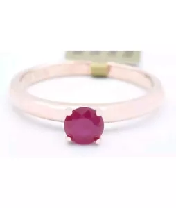 ANELLO RUBINO ORIGINALE 5mm/Round misura 7 argento sterling e placcato oro rosa 14k nuovo!! - Foto 1 di 3