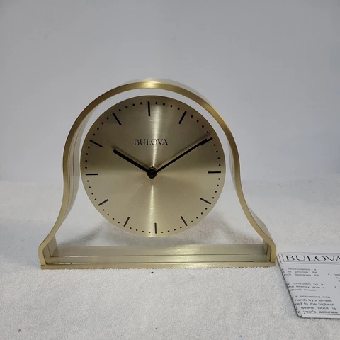 Bulova B1863 Skeleton Mantel Clock Brass frame Cover