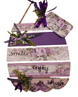 Purple Floral 5 Segment " Joy, Smile, Laugh," Wall Hanging Decoration or Gift