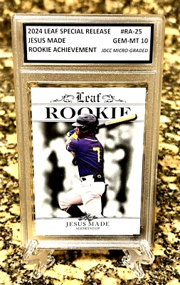 JESUS MADE 2024 Leaf SPECIAL RELEASE Graded GEM-MT 10 Rookie Achievement #RA-25 - Image 1 of 3