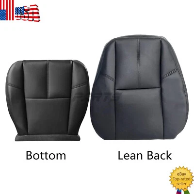 For 2008-14 Chevy Silverado GMC Sierra Leather Seat Cover & Bottom-Top Black 193 - Image 1 of 4