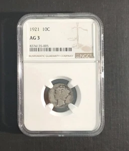 1921 Mercury Dime NGC AG-03   Scarce - Picture 1 of 2