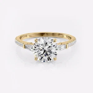 1.90 Ct IGI Lab Created Round Cut Diamond Womens Engagement Ring 14k Gold - Picture 1 of 15