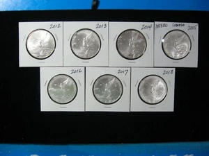 MESSICO ONZA 7 LIBERTAD 2012, 13, 14, 15, 16, 17, 18 TUTTO NON CIRCOLATO .999 ARGENTO - Foto 1 di 2