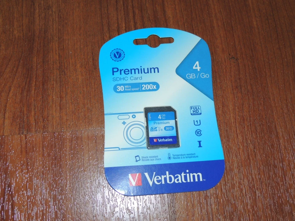 New - Verbatim Premium 4GB SDHC - Card Class 10 - 30 MB/s 200x - 96171 1803 - Image 1 of 1