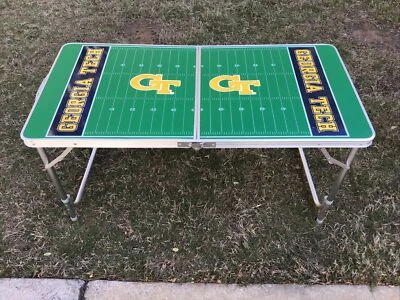 Georgia Tech Tailgating Table Game Day Camping Folding Beer Pong Football - Image 1 of 4