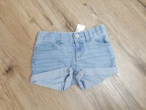 The Childrens Place Girls 5 Denim Blue Jean Shorts Cuffed Adj Waist Y2K - Picture 1 of 4