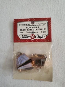 NIP 3 Fibre Craft Copper Cow Bells 7/8" Vintage - 1988 - Picture 1 of 6