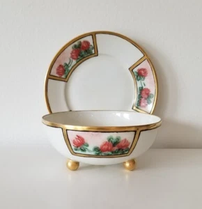 Cuenco y platillo de porcelana pintado a mano de colección ÚNICO firmado por el artista - Imagen 1 de 11