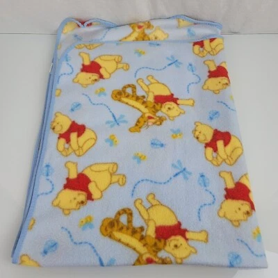 Disney Baby Winnie the Pooh Tigger Blue Baby Blanket Fleece Dragonfly Bee Bugs - Image 1 of 4