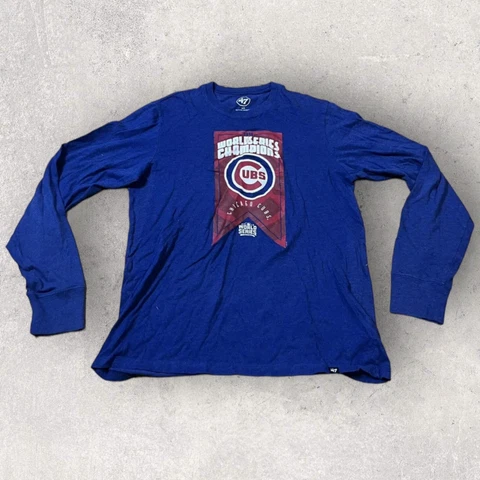 Chicago Cubs Shirt Womens Small Blue '47 2016 World Series Champions Long Sleeve Cover