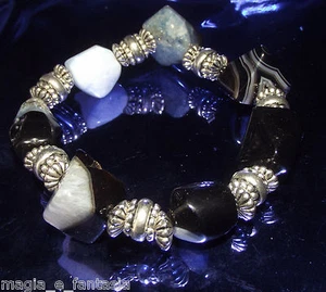 Bracciale in Agata Pietra della Protezione Mod 24 P/Fortuna Amuleto Magia Wicca - Picture 1 of 1