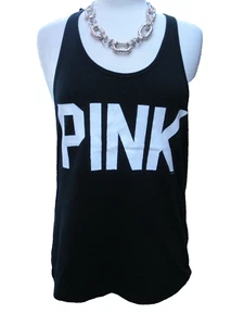 Camiseta sin mangas VICTORIA'S SECRET negra blanca Top de encaje corredor Normcore Athleisure S - Imagen 1 de 4