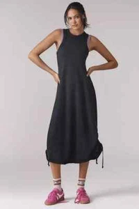 Daily Practice by Anthropologie Horizon Midi Dress Ruched Black Cotton XL 278738 - Imagen 1 de 11