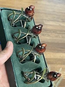 Vintage Kardinal Weihnachten Serviettenringe 4er Set Geschirr - Bild 1 von 5