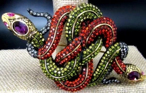 JOAN RIVERS TWISTED SERPENTS SWARVOSKI CRYSTAL BROOCH PIN 4" THAILAND NIB - Picture 1 of 8