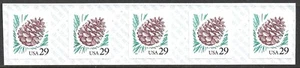 Francobollo USA #2491c 29c. Striscia di 5 Piastre di Pigna #B1 MNH XF - Foto 1 di 1