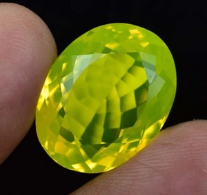 Natural NEON Yellow Opal 25.00 Ct Round Untreated Certified Loose Gemstone - Picture 1 of 6