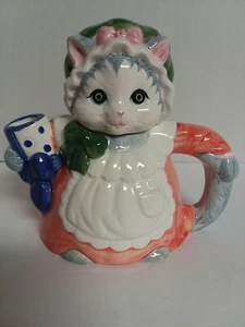 Cute Kitty Cat w/Bonnet & Apron Teapot by Heritage Mint LTD Collectible - Picture 1 of 10