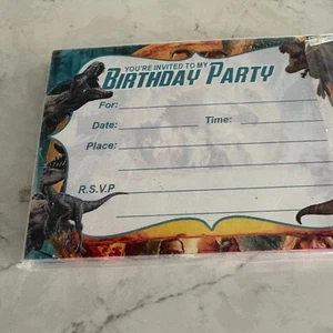 Jurrasic World Dinosaur Birthday Invitations NO Envelopes - 24 Pack By ChezMax - Picture 1 of 5