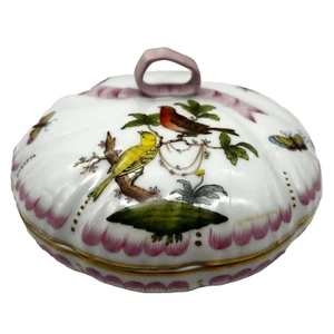 Herend Hungary Porcelain 1915-1930 Rothschild Bird Bug Lidded Candy Bonbon Dish - Picture 1 of 13