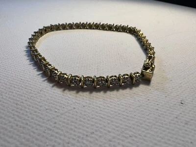 42 Круглый бриллиант теннисный браслет 925 пробы коробка застежка помечена CG - Изображение 1 из 4