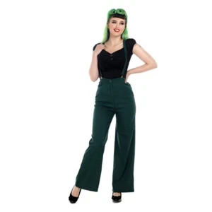 Glinda Suspender Trousers Collectif London Vintage 1950s Size 14 UK L Green - Picture 1 of 1