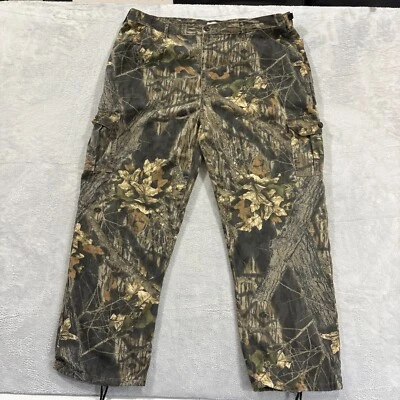 Calça Jerzees masculina XXL vintage ao ar livre camuflagem árvore real ajustável cinto lateral cônico - Imagem 1 de 4