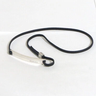 Auténtico Collar Gargantilla Gucci Cuero Negro Doble Pulsera Plata de Ley T2 Ital Foto 1 de 4