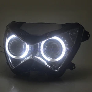 Fully Headlight Assembled HID Projector Lamp White Angel Eyes For Kawasaki Z800 - Picture 1 of 13