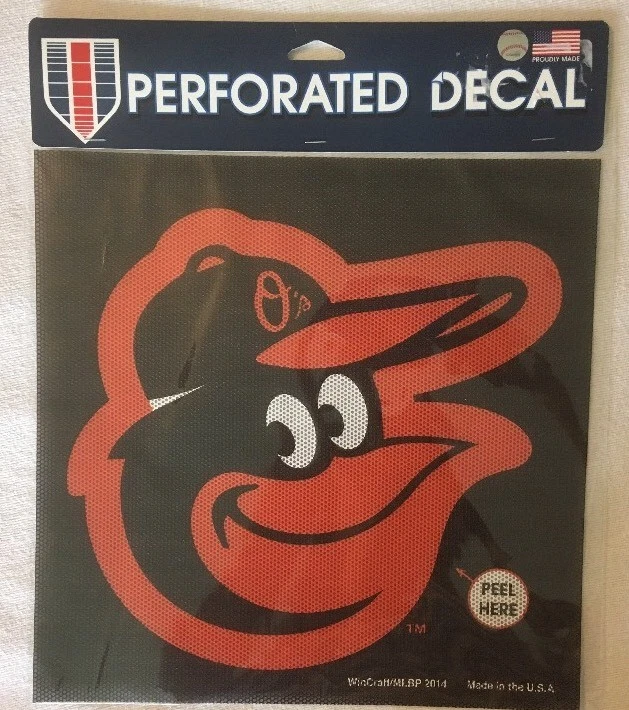 New MLB Baltimore Orioles Perforated Car Window Decal 12" x 12" by Wincraft - Image 1 of 1
