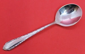 Royal Crest "Fiore Selvatico" Vintage (1942) Sterling Rotondo Ciotola Zuppa Cucchiaio 35g - Foto 1 di 5