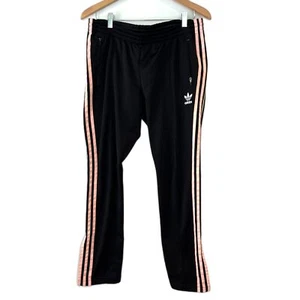 Adidas Track Pants Black w/Pink Side Stripes Kids Large Side Zip at Hems - Picture 1 of 8