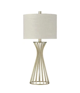 StyleCraft 27.5 in. Champagne Gold Table Lamp with Oatmeal Hardback Fabric Shade - Picture 1 of 1