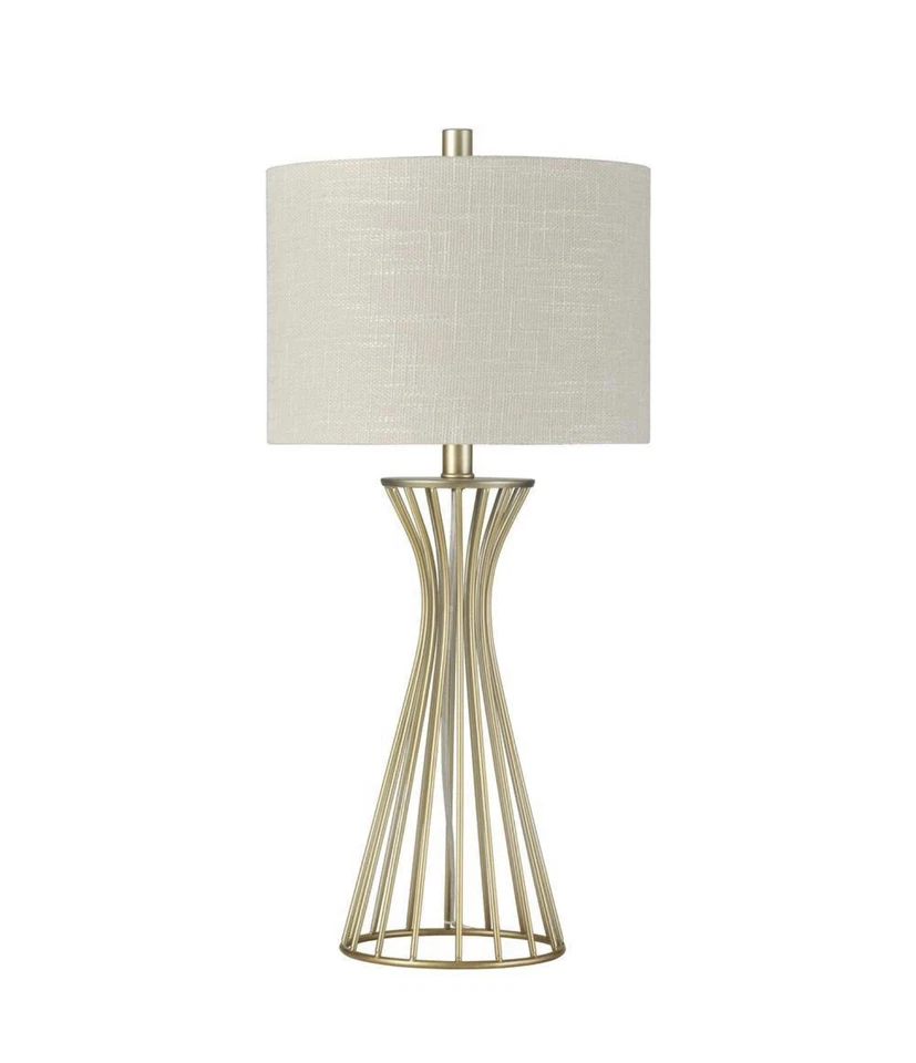 StyleCraft 27.5 in. Champagne Gold Table Lamp with Oatmeal Hardback Fabric Shade - Image 1 of 1