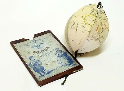 1820 Folded Terrestrial Globe - Globe Portatif 14cm. From Jundt • 2,585.10$