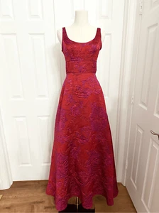Aidan Mattox Scoop Pink Purple Floral Metallic Jacquard Gown Formal Dress 0 - Picture 1 of 7