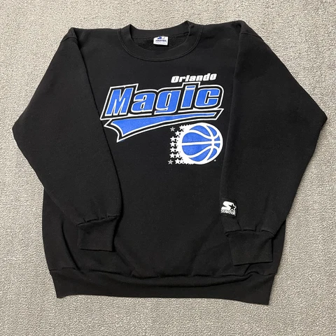 Orlando Magic Sweatshirt Boys XL Black Vintage 90s Starter NBA Basketball Retro Cover