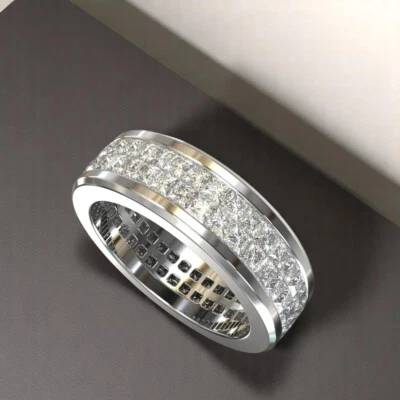 Alianza de boda corte princesa de 4,80 quilates diamante cultivado en laborat... - Imagen 1 de 4