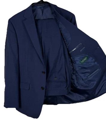 Traje Lauren Ralph Lauren 2 Piezas Azul Ventana Cuadros Hombres 40R Mezcla Lana Elástica Foto 1 de 4